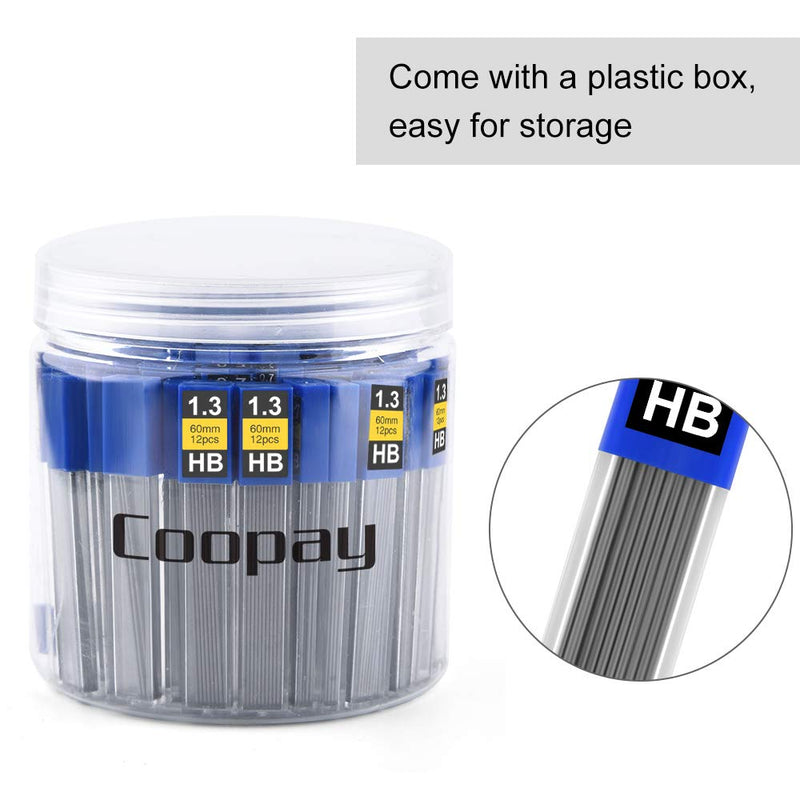 Coopay 480 Pieces Lead Refill 1.3 mm HB Break Resistant Mechanical Pencil Lead, 12 Pack Per Tube, 40 Tubes (1.3 mm)