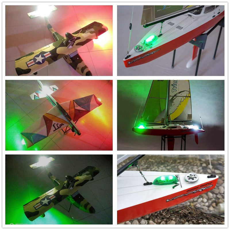 3PCS/Set RC Plane LED Light Kit for Jet Airplane Aircraft Fix Wing Quadcopter, Rechargeable Red Green White LED Flashing Lights, Super Bright Little Navigation Light for Safe and Fun Dusk Flight