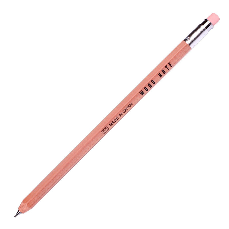 Kitaboshi Woodcase Note W-300R Mechanical Pencil 0.5mm (Pack of 3 Pencils)