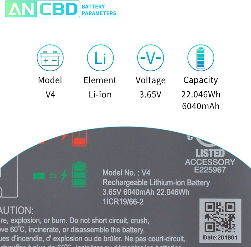 ANCBD 2 Pack Rechargeable V4 Battery 3.65V for Ring-Doorbell Camera 1/2/3/4 /USB Charging Station,Stick Up Cam Battery (2nd & 3rd Gen),4 Camera,Stick Up Camera,Spotlight Camera,Spotlight Camera Solar