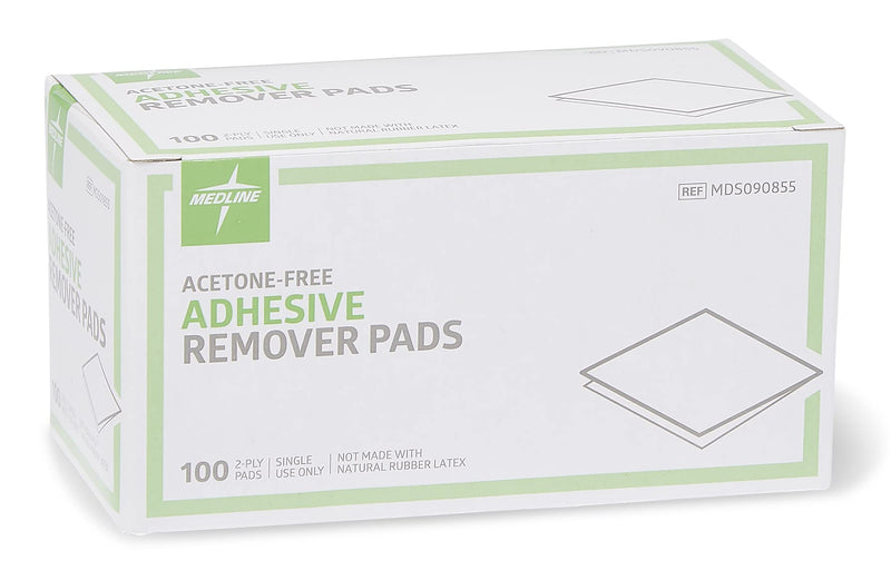 Medline Latex Free Individually Wrapped Adhesive Tape Remover Pads-100 Count (Packaging May Vary) 100 Count