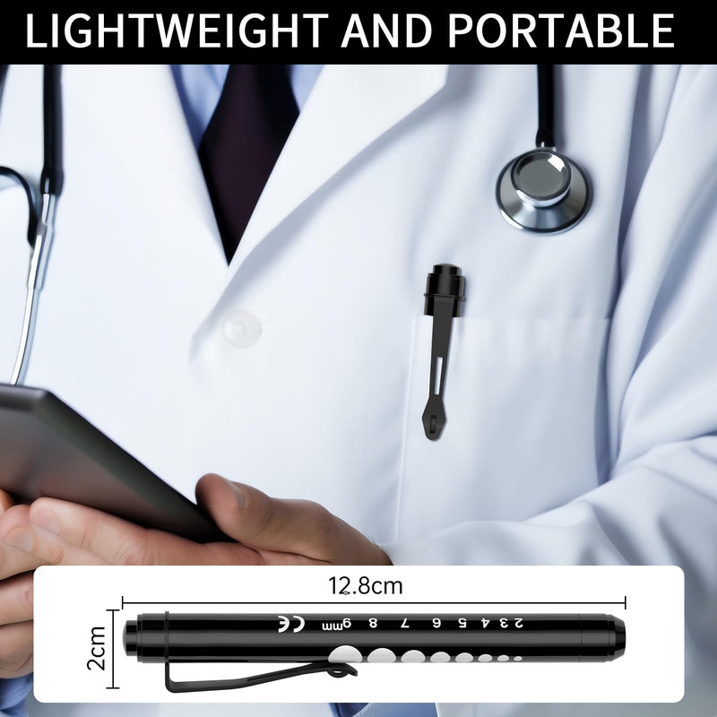 Diagnostic Light Medical Pupil Light, RISEMART Reusable LED Penlight with Pocket Clip as Nurses Doctors Students Penlight(Black, White and Rose Gold) Black, White and Rose Gold
