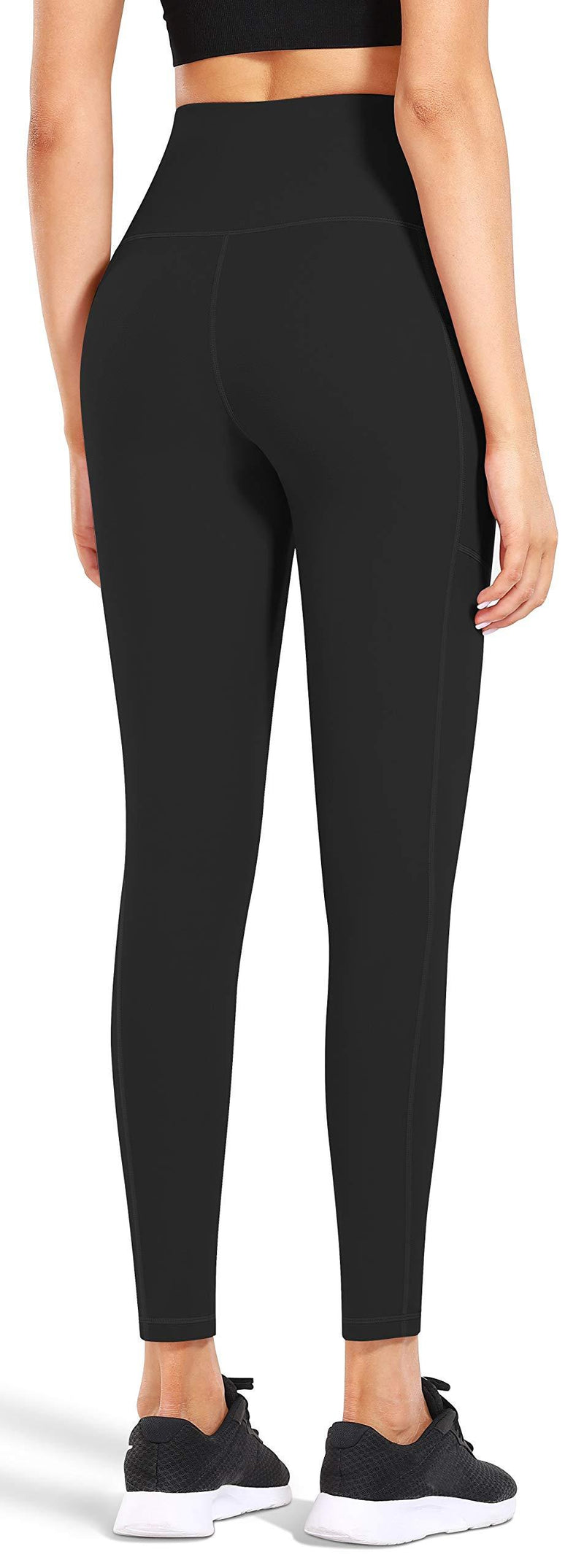 Fengbay High Waist Yoga Pants, Pocket Yoga Pants Tummy Control Workout Running 4 Way Stretch Yoga Leggings X-Small Black
