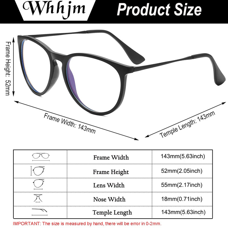 WHHJM Blue Light Blocking Glasses for Women Men Retro Cat Eye Metal Frame Non-prescription Eyeglasses Black/Black 55 Millimeters