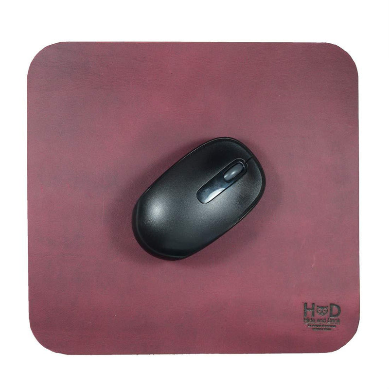 Hide & Drink, Thick Leather Durable Mouse Pad for Office/Home Essentials, Handmade :: Sangria