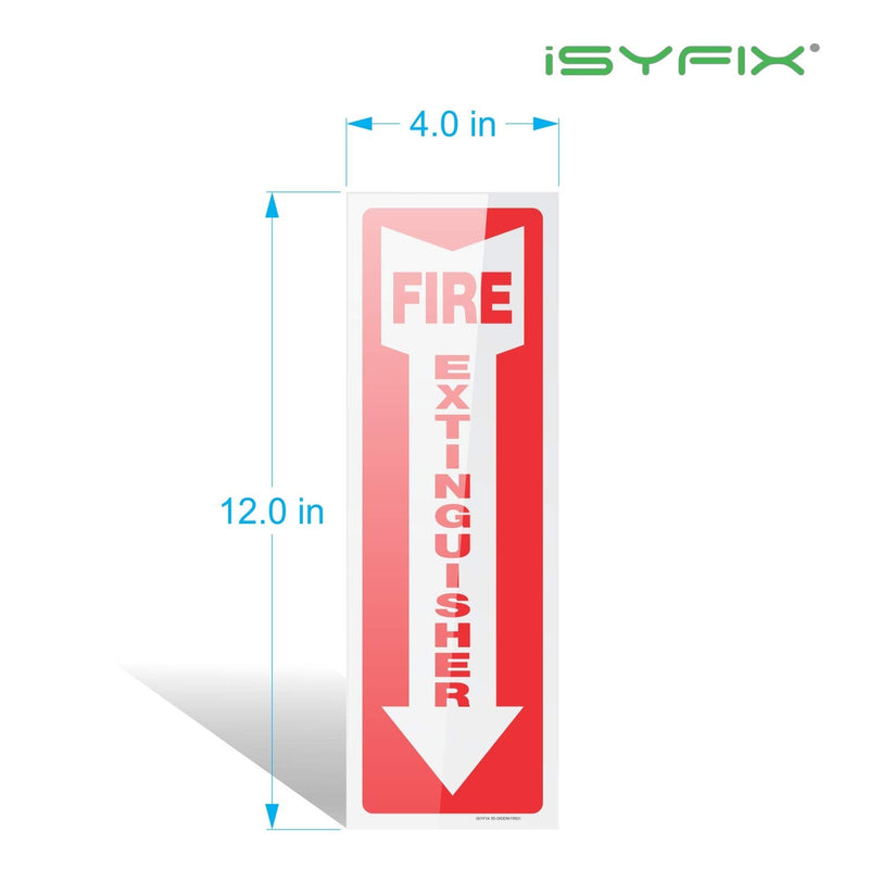 iSYFIX Fire Extinguisher Signs Stickers – 5 Pack 4x12 Inch – Premium Self-Adhesive Vinyl Decal, Laminated for Ultimate UV, Weather, Scratch, Water & Fade Resistance, Indoor & Outdoor STICKER