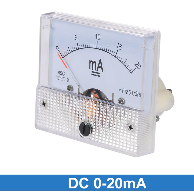 uxcell Analog Current Panel Meter DC 0-20mA 0.1mA Scale 85C1 Ammeter for Circuit Testing Charging Battery Ampere Tester Gauge Pack of 1