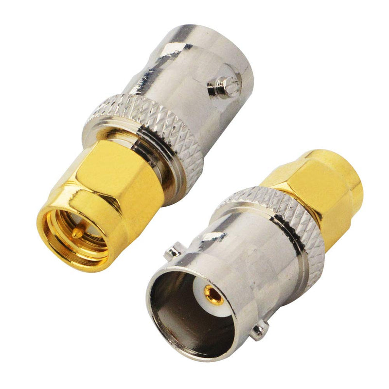 BOOBRIE BNC SMA Coax Connector SMA Male to BNC Female Coaxial Connector Low Loss Coax Adapter for RF Antennas, Wireless LAN Devices, Coaxial cable, WiFi, Ham or Handheld Radios, Scanner, SDR Pack of 2