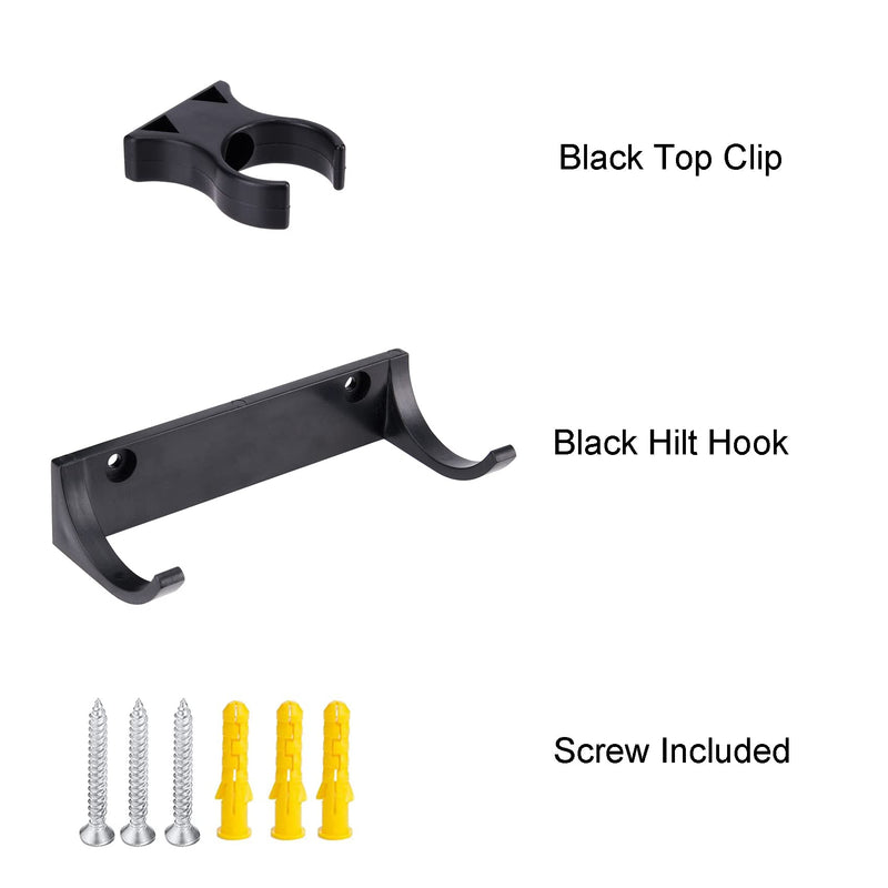 LEKUSHA Horizontal Lightsaber Wall Mount Holder Light Saber Display Rack Hook Stand, Compatible for Any Lightsaber, Black Pack of 2