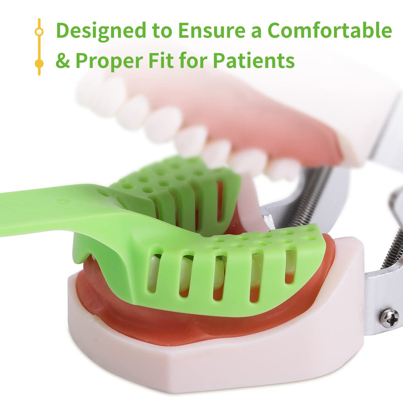 10 PCS Dental Impression Trays Disposable Plastic Small Medium Large Autoclavable Perforated Impression Trays Set Green Light Green