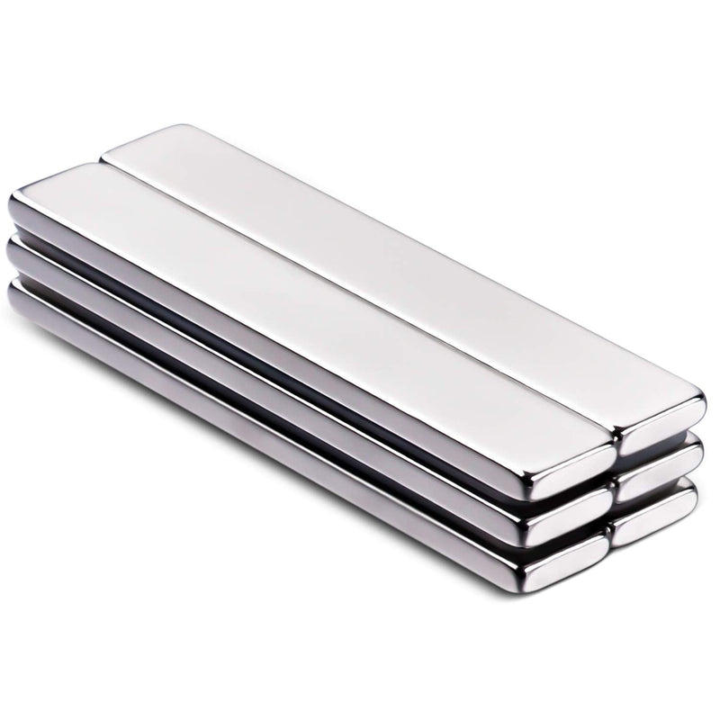 MIKEDE Strong Rare Earth Neodymium Magnets, Heavy Duty Bar Magnets with Double-Sided Adhesive, Powerful Pull Force, Perfect for Fridge, Garage, Kitchen, Science, Craft, Office, DIY 60x10x3mm 6pack 6