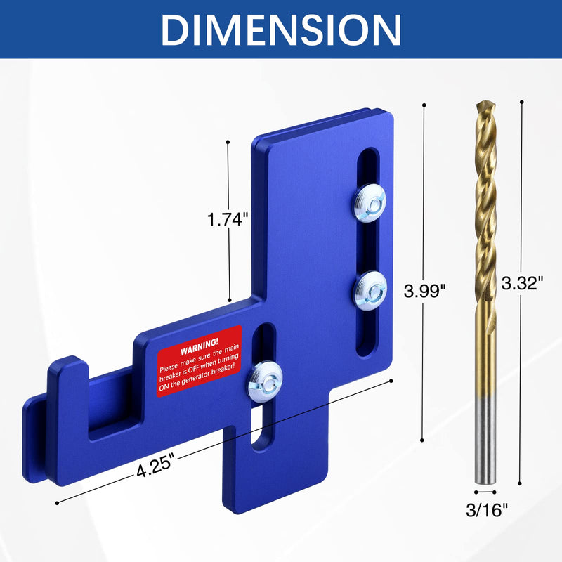 LATING Generator Interlock Kit for Murray or Siemens 150 or 200 Amp Main Panels with 7/8 to 1 1/4 Inches Spacing - Anodized, Blue
