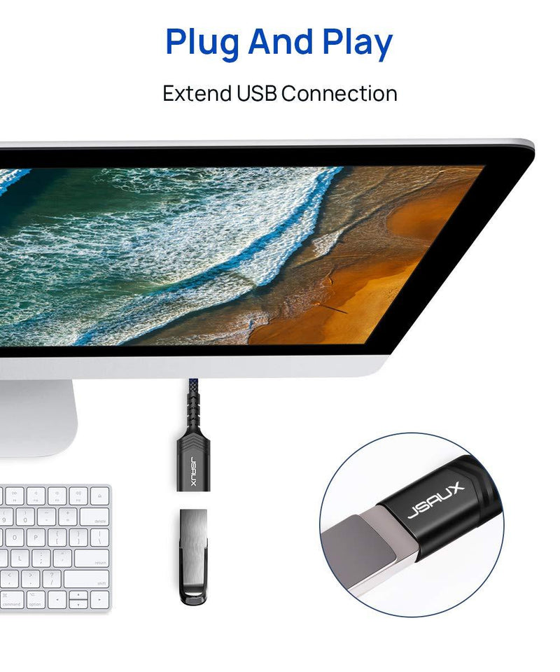 JSAUX USB 3.0 Extension Cable, (2 Pack 6.6ft) USB A Male to Female Extension Extender Cord High Data Transfer Compatible for USB Flash Drive, Keyboard, Mouse, Xbox, Hard Drive and More-Black Black