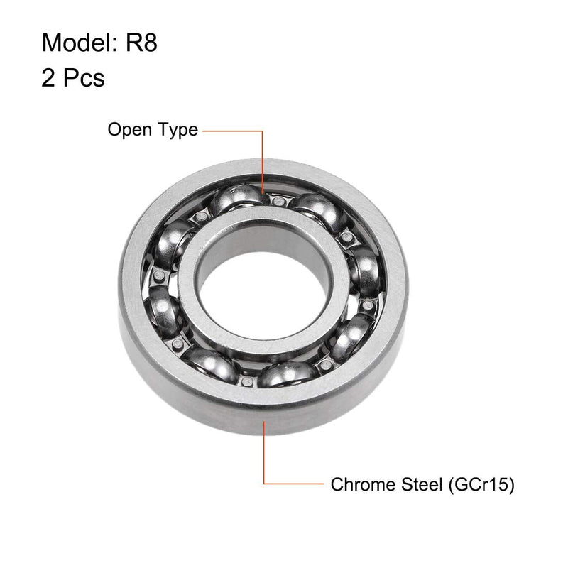 uxcell R8 Deep Groove Ball Bearing 1/2-inchx1-1/8-inchx1/4-inch Open Type Z2 Lever Bearings 2pcs 1/2''x1-1/8''x1/4'' 2
