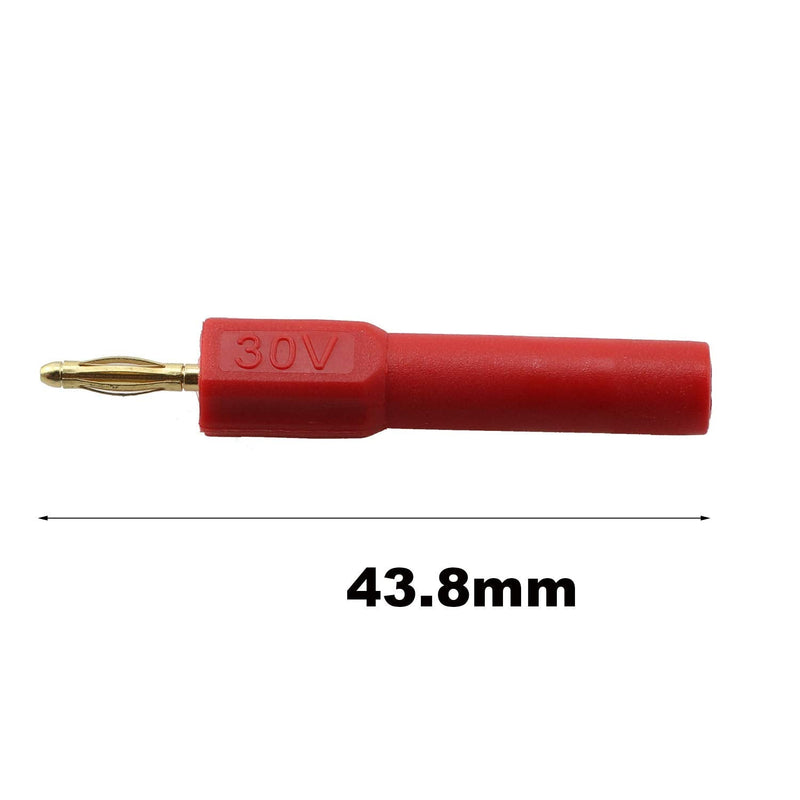 heyous 2pcs Gold Plated 2mm Mini Male Banana Plug To 4mm Female Jack Connector Adapter (Color: 1red1black)