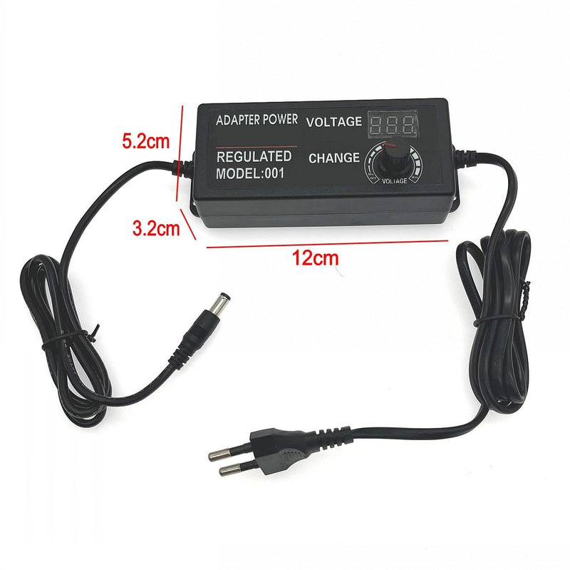 JZK Voltage Adjustable Power Supply DC 3-12V 5A with Digital Display, 60W Max 100-240V AC to DC 3V 4V 4.5V 5V 6V 7V 8V 9V 10V 12V Universal Power Supply Transformer Converter