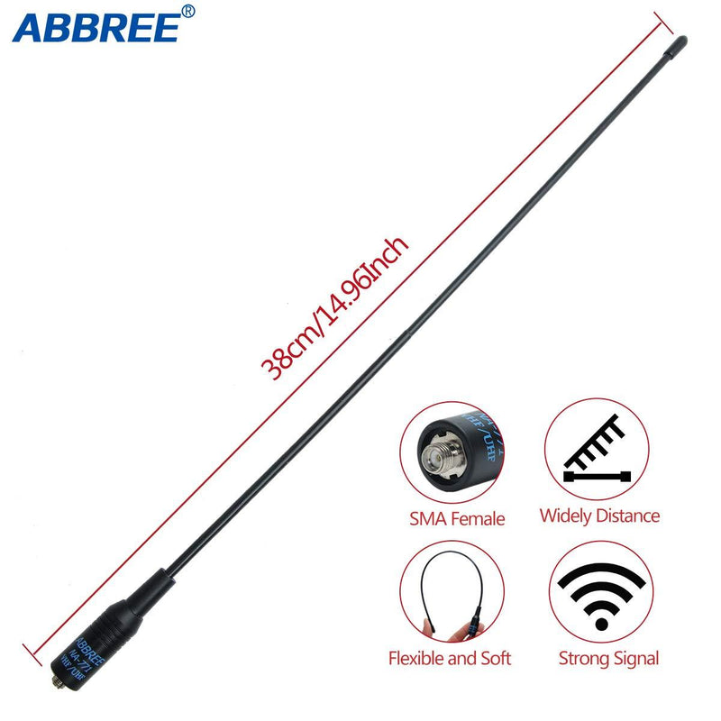 ABBREE NA-771 14.96Inch SMA-Female Dual Band VHF/UHF High Gain Soft Whip Antenna for Baofeng UV-5R BF-F8HP BF-888S Kenwood TYT Two Way Radio Handheld Antenna NA-771 14.96â€œ VHF/UHF