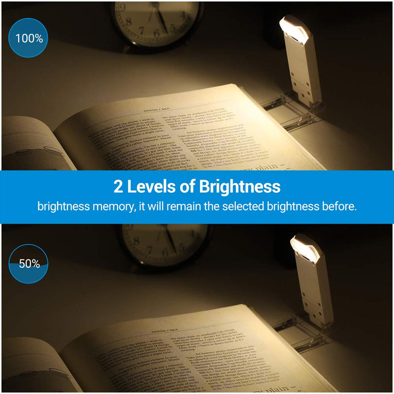 DEWENWILS USB Rechargeable Book Reading Light, Warm White, Brightness Adjustable for Eye-Protection, LED Clip on Book Lights, Portable Bookmark Light for Reading in Bed, Car