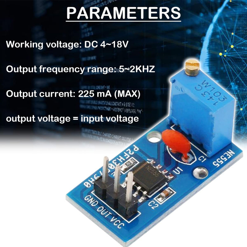 DAOKAI NE555 Pulse Generator 5-12V DC Adjustable Frequency Module Single Channel Signal Output Square Wave Pulse Generator Signal Generator for MCU Learning (Pack of 5)