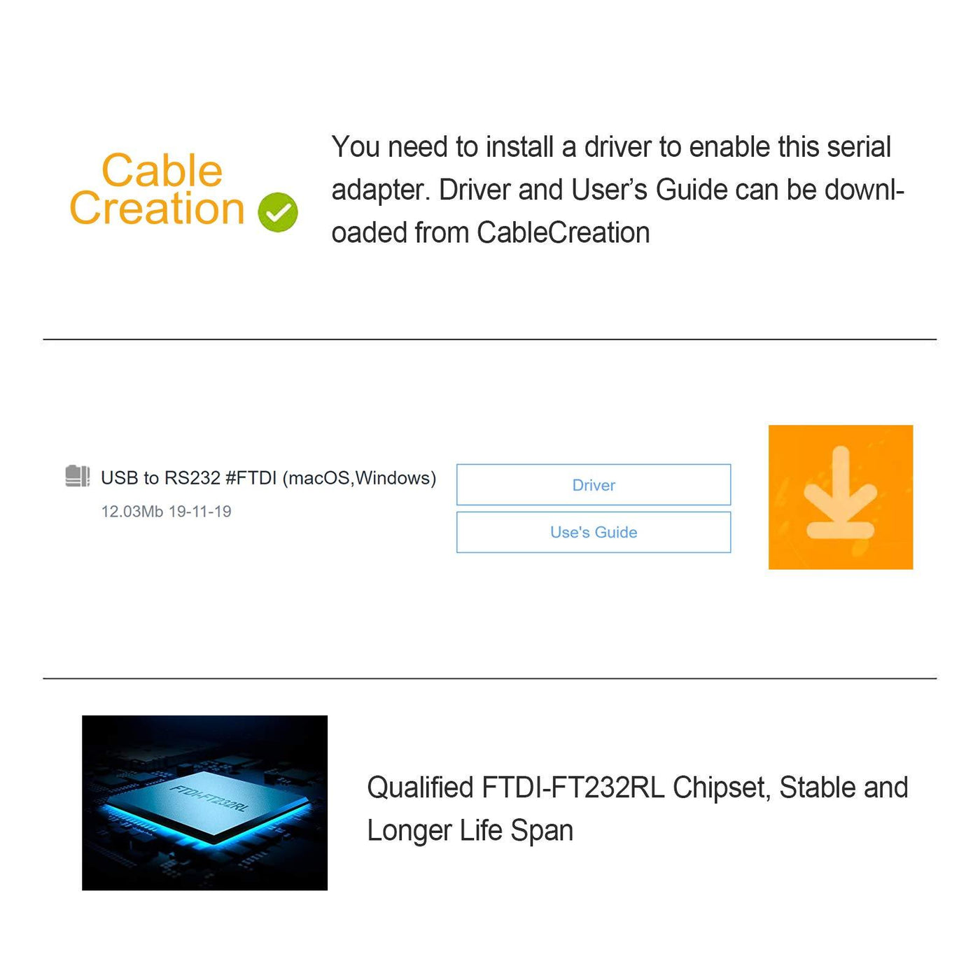 USB-C (m) naar 9-pins SUB-D met moeren (m) seriële RS232 adapter / FTDI USB-C (m) naar 9-pins SUB-D met moeren (m) seriële RS232 adapter / FTDI