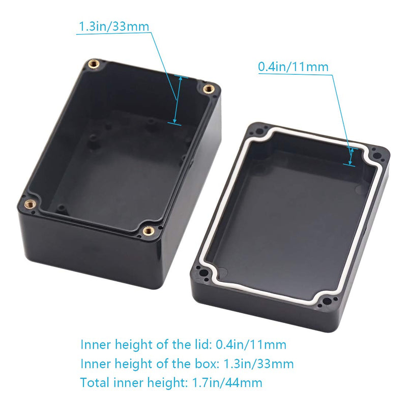 Zulkit Waterproof Plastic Project Box ABS IP65 Electrical Junction box Enclosure Black 3.94 x 2.68 x 1.97 inch (100x68x50mm) (Pack of 1) 3.94" x 2.68" x 1.97"(Pack of 1)