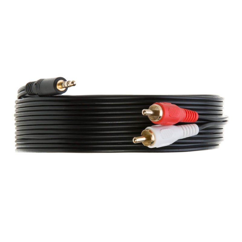 3.5mm Male Audio to 2 RCA Stereo Cable 6ft, 10ft, 12ft, 15ft, 25FT (10FT)