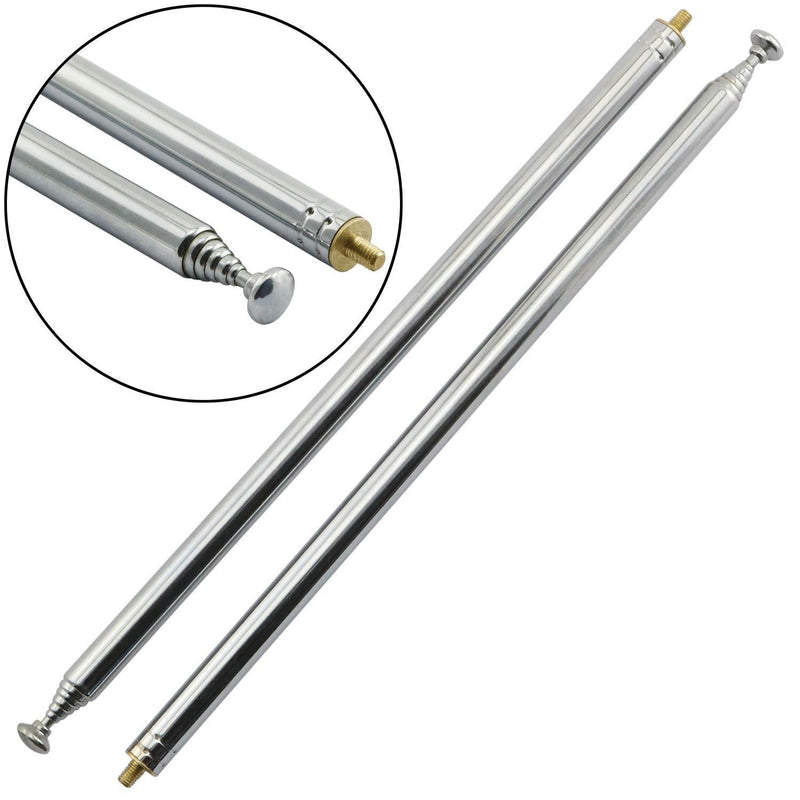 RuiLing 2-Pack M3 Male Thread 7 Section AM FM Radio Universal Antenna for Radio TV Electric Toys, Telescopic Replacement Antenna Aerial, Stainless Steel Material, Stretched Length 98cm 38.5 Inch M3 Male Thread-98CM