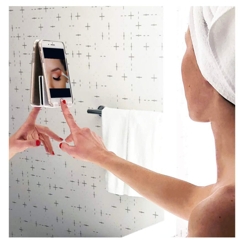AIRSTIK Cradle Universal Glass Mount Phone Holder Reusable for TikTok & Facetime Compatible with iPhone iPad Cell Phone Accessories Bathroom Kitchen Office Made in USA Glass, Mirrors, Windows (Black) Black