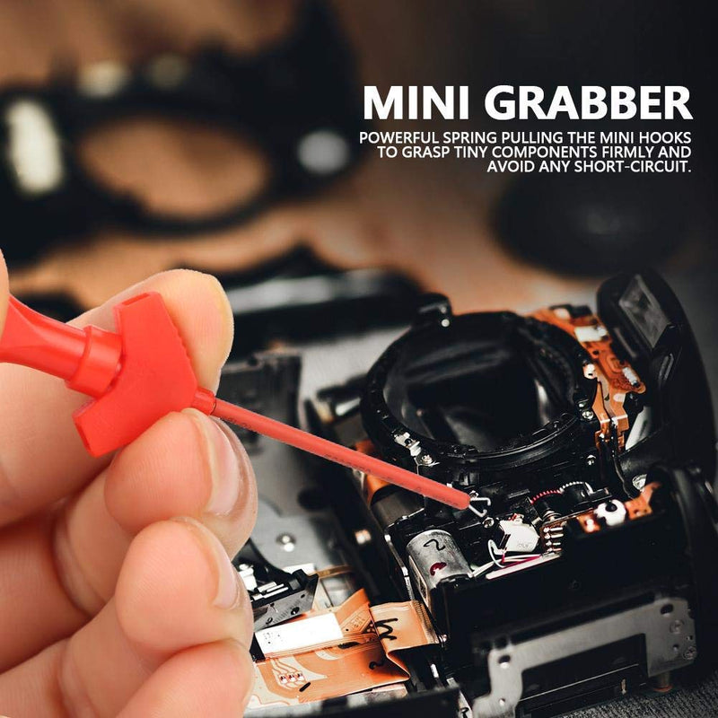 10pcs Test Hook Clips Mini Test Clip Jumper Test Probe Hook Test Lead Kit for SMD IC Electronic Tester Black+Red