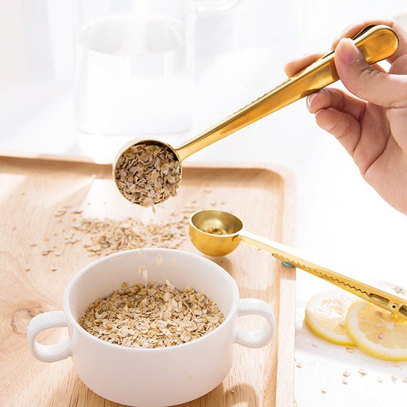 Voice on growth Coffee Scoop,Golden-Stainless Steel Measuring Spoon Bag Clip,Great for Measuring Coffee,Tea,Protein Powder,lnstant Drinks and More,Pertect coffee spoon set of 3 3PCS