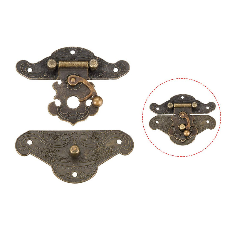 uxcell 2 Sets Wood Case Chest Box Rectangle Clasp Closure Hasp Latches Bronze Tone 82 x 65mm