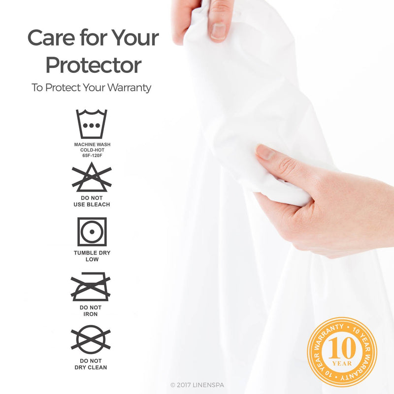 Linenspa Cover Protector-Waterproof-Hypoallergenic-Vinyl Free, Twin, Smooth 5-Sided