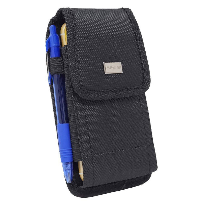 AISCELL Metal Clip Tactical Holster ,Rugged Nylon Pouch Belt Case for Iphone 12 Pro Max,11, 11 Pro Max, Xs Max, Xr, 8 Plus ,7 Plus, 6S 6 Plus with Hybrid Armor Protective Cover ,Waterproof Case ,Battery Case on