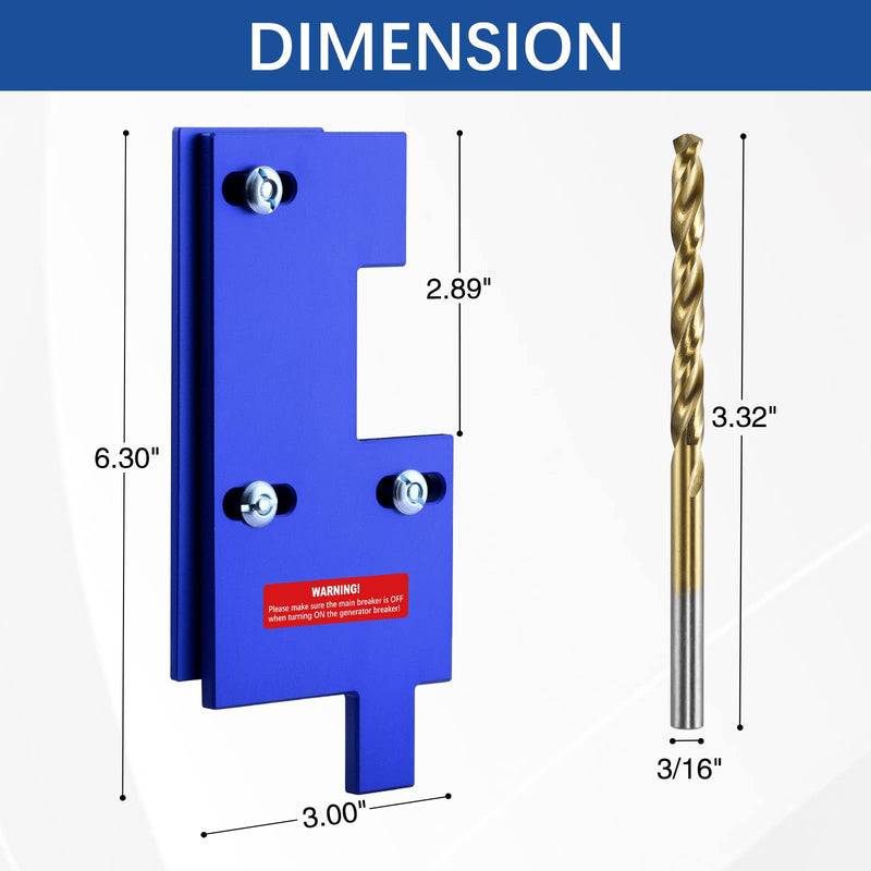LATING Anodized Generator Interlock Kit for General Electric with a Single Vertical Throw Main Panels, 2 1/2 Inches Spacing, Blue