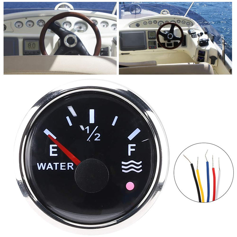 Water tank indicator | 52mm/2" Water Level Indicator 9-30V DC Smart Alarm for Marine Boat RV 0-190 Ohm European Sensor(Black) Black