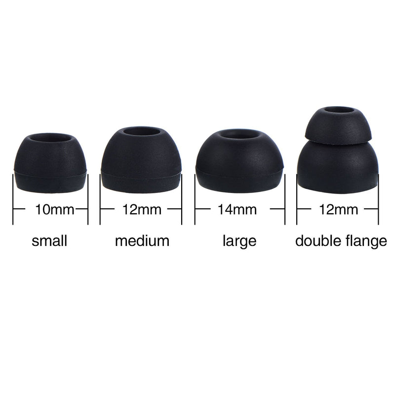 eBoot Replacement Earbuds Silicone Eartips Earpads for Skullcandy Earphones, Black and Clear, 8 Pairs