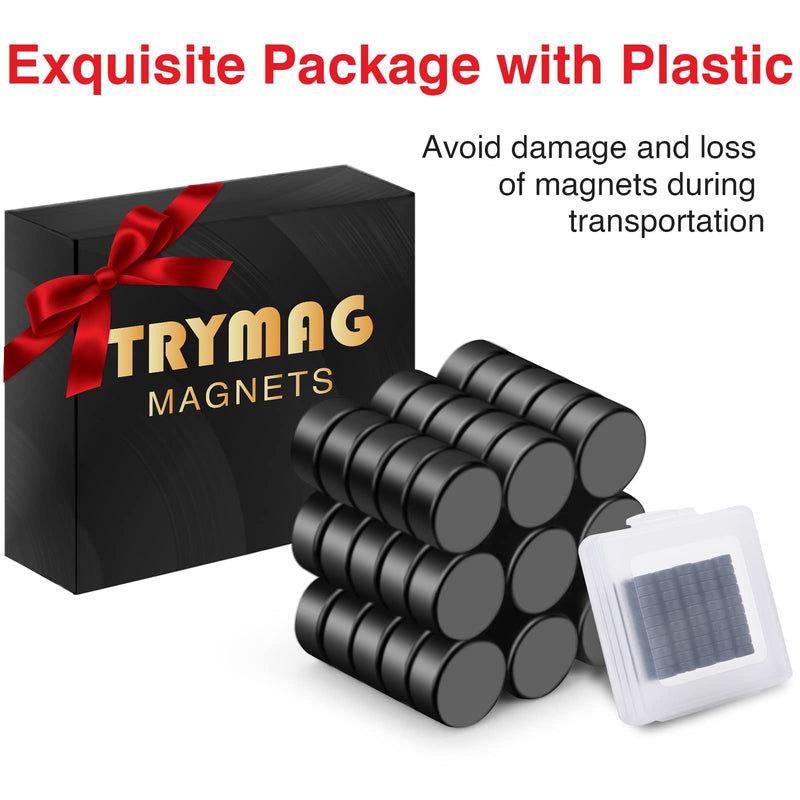 TRYMAG Round Magnets Small, Neodymium Disc Magnets, 45 Pcs Strong Rare Earth Magnets Tiny Black Round Refrigerator Magnets for Crafts, Whiteboard, Billboard, Hobbies, Office 6x3mm-45Pcs-Black