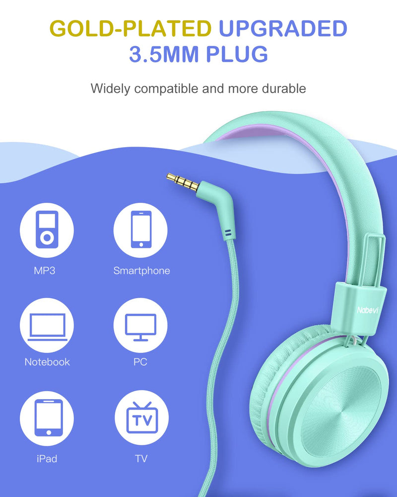 Kids Headphones with Mirophone, 2 Pack, Wired Kids Headsets with 91dB Volume Limite & Sharing Splitter for Online School Travel, Headphones for Children Boys Girls Toddler Teens