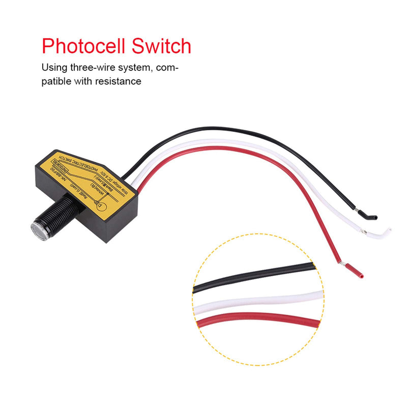 TOPINCN Photocell Switch Mini Light Switching Sensor Remote Photocell Dusk to Till Dawn Micro Light Control Switch Three-Wire System LED Lighting Outdoor Monitoring