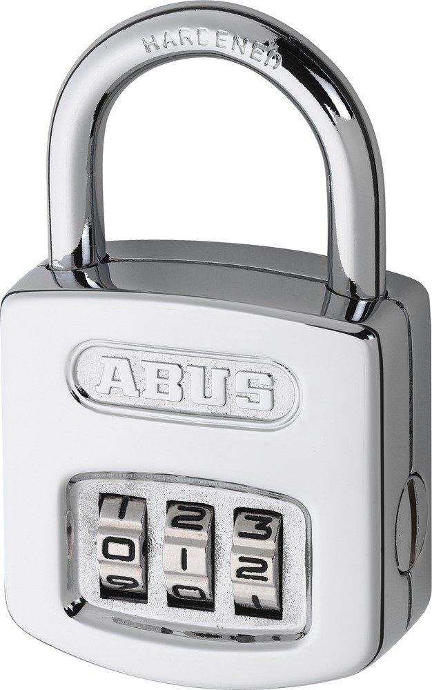 ABUS 160/50HB50 Weatherproof Resettable Chrome Combination Padlock, 4 Dial, with 2" Long Shackle