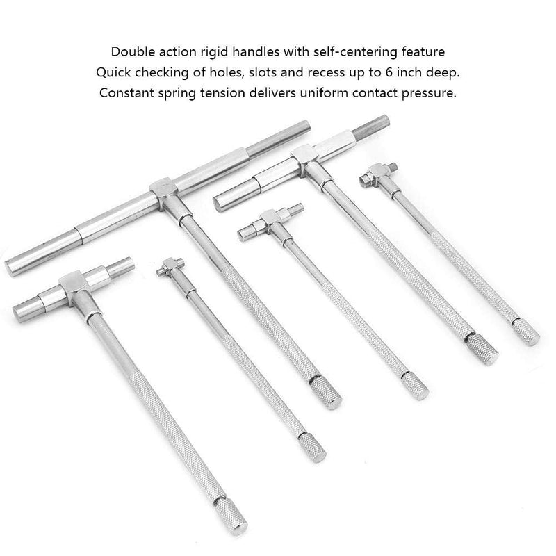 Telescoping Gage Set, 6Pcs Precision Telescopic Gauge 8-150mm Adjustable Inner Diameter Gauge Micrometer Measuring Tools T-Bore Hole Gauge