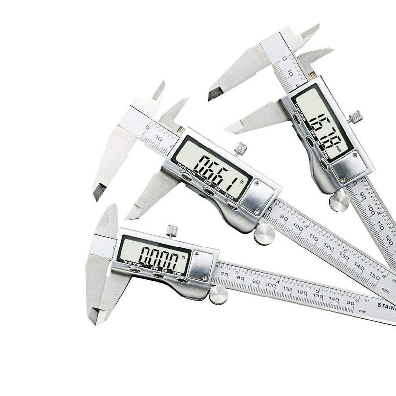 EZT 150mm Electronic Digital Caliper with Stainless Steel Body and Waterproof Protection Design, Auto Off Featured Vernier Caliper (6‘’Stainless Steel) A003