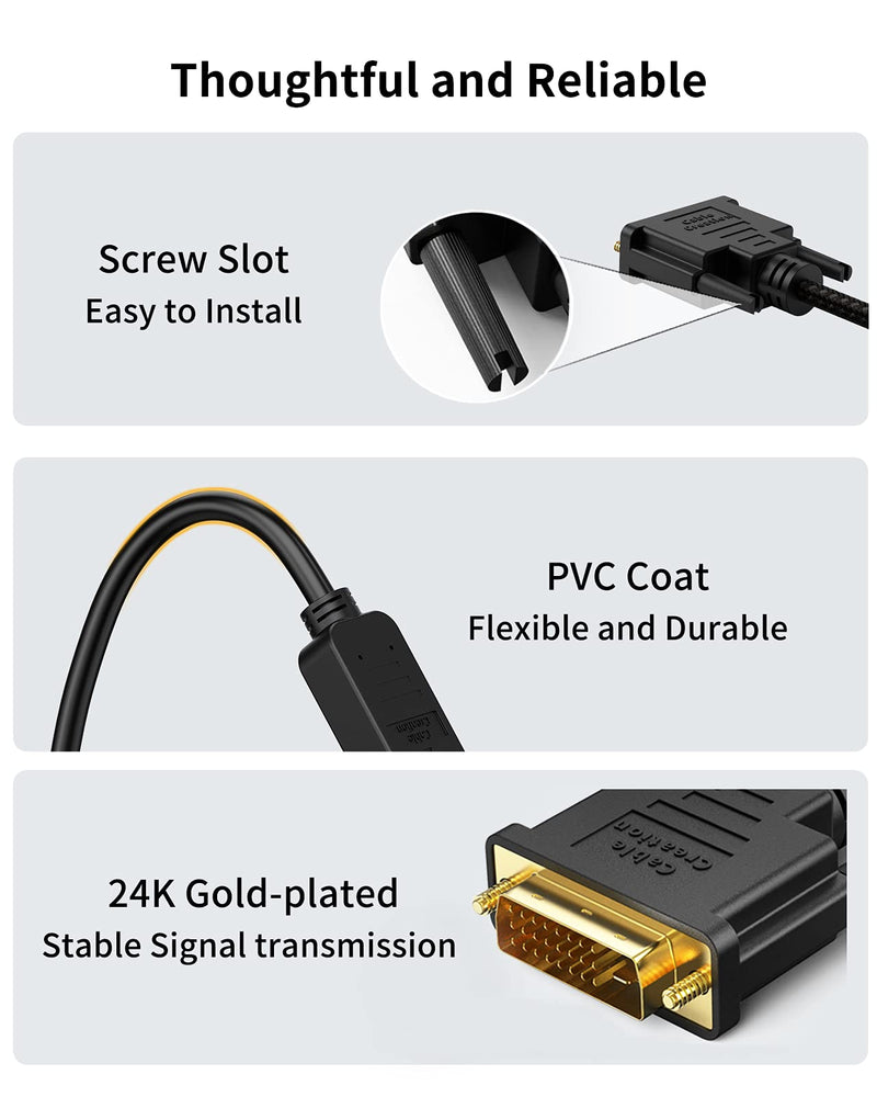 HDMI to DVI Extension Cable 0.5ft Short , CableCreation Bi-Directional 4K HDMI Female to DVI-I(24+1) Male Adapter, 1080P DVI-D to HDMI Conveter, for PC,TV Box, PS5, Blue-ray, Xbox,Switch Male to Female-1PACK