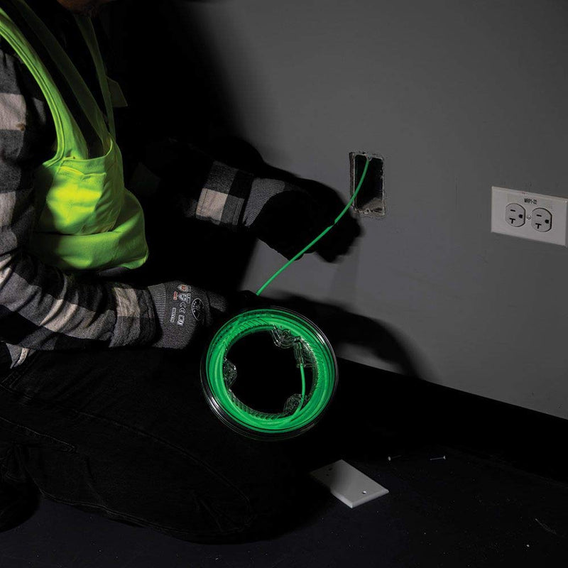 20-Foot Glow In The Dark Fish Tape, Fiberglass with Nylon Tip and Stainless-Steel Connector for Fish Rod Attachments Klein Tools 50550