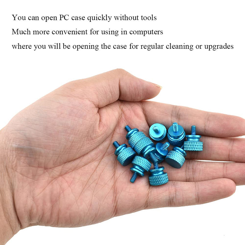 Hahiyo Anodized Aluminum Thumbscrews 6#-32 Thread Size Large Knurled Head Cage Mounts Hand Tighten Easy to Grip and Turn Not Damage Inside Sturdy for Computer Case PCI Slot Motherboard Blue 10pcs 6#-32-Blue-10Pieces