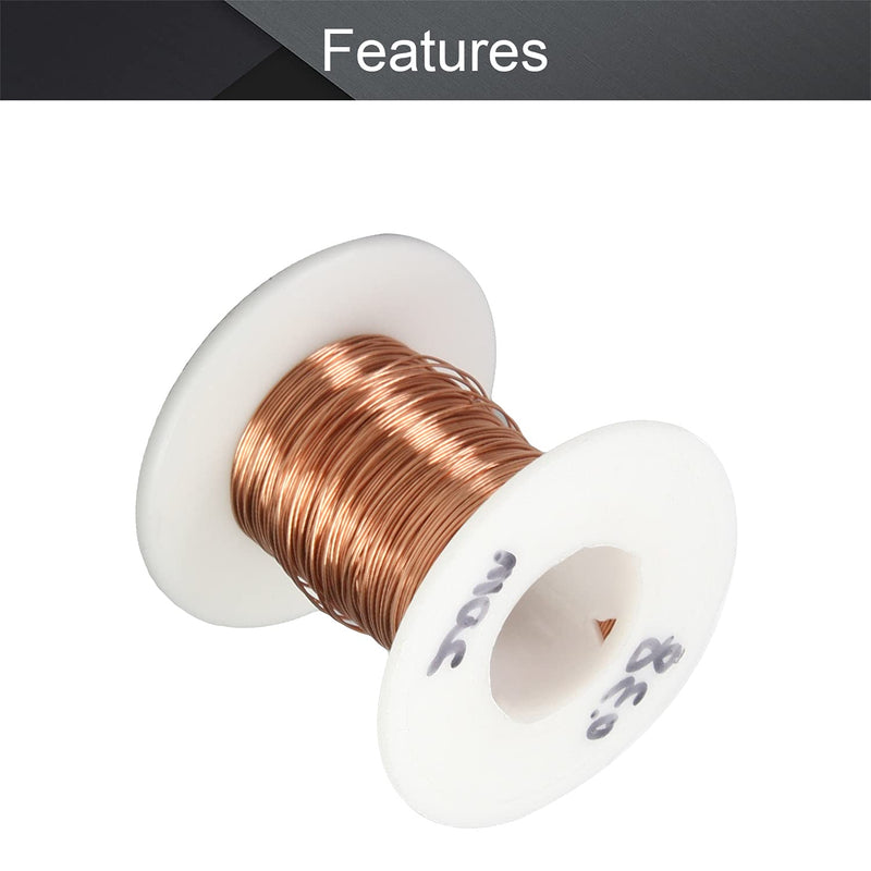 Fielect 0.38mm Inner Dia Magnet Wire Enameled Copper Wire Winding Coil 65.6Ft Length QA-1-155 2UEW Model Widely Used for A Variety of Motors 0.38mm Inner Dia 65Ft