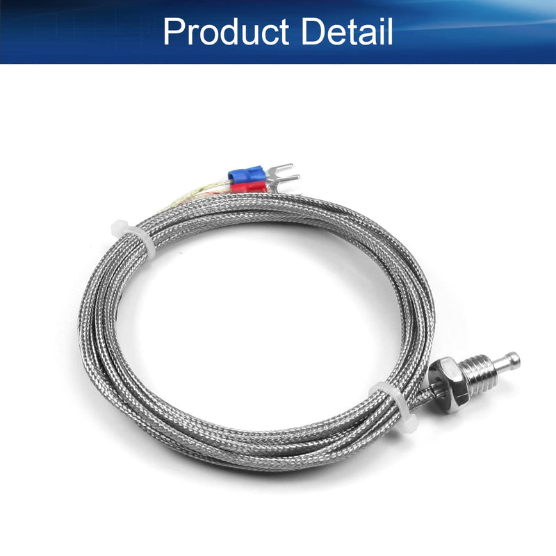 Bettomshin 1Pcs 3M/9.84Ft K-Type Thermocouple Probe, M10 Thread Temperature Sensor Cable Measure Range 0-800±1.5% ℃ K Sensor Screw Probes Silver 3M/9.84Ft Length 1pcs