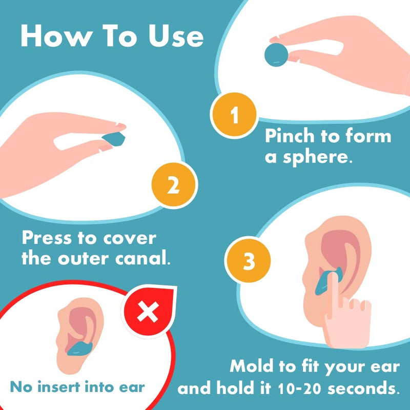 Ear Plugs for Sleeping, Acousdea Reusable Moldable Silicone Ear Plugs, Waterproof, Suitable for Snoring, Swimming, Working, Studying, Noise Cancelling up to 40 dBSPL, Blue with Carry Case, 6 Pairs