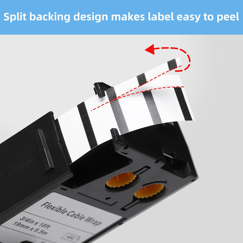 Compatible for DYMO XTL 1868752 All-Purpose Labels, 3/4" for Dymo XTL 300 XTL 500 Label Maker, Black on White 19mm x 7m Vinyl Label Tape 1