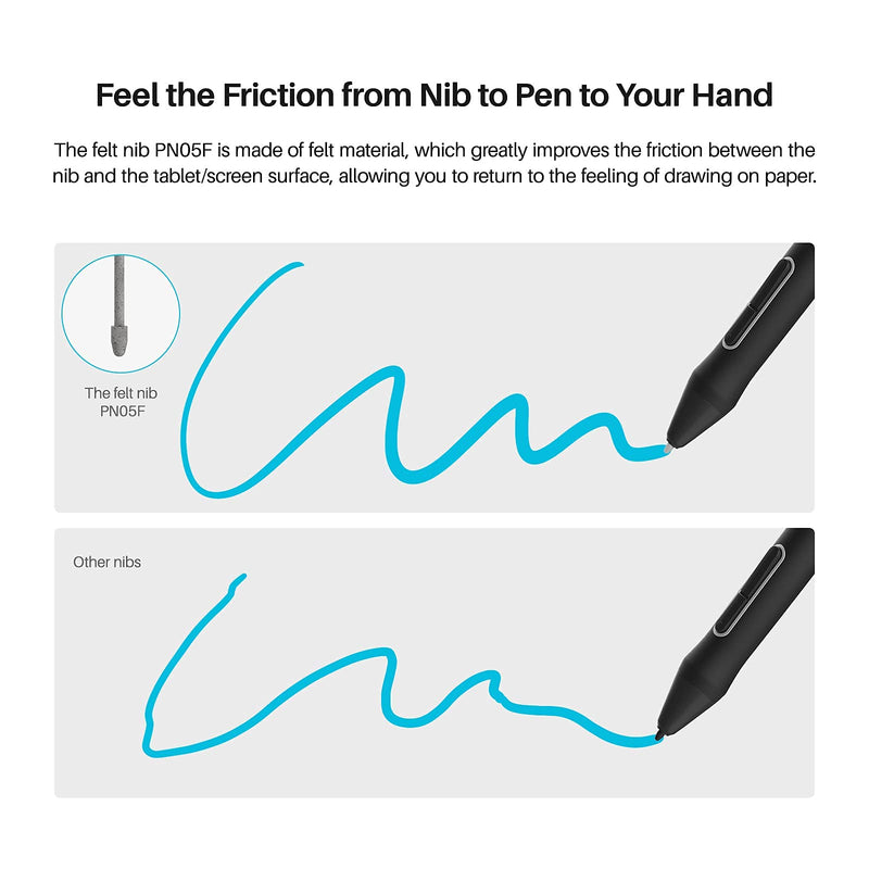 HUION PW517 Pen Tech 3.0 Battery-Free Stylus Pen with 10 Pack Upgraded Replacement Felt Nibs PN05F for Huion Kamvas 13, Kamvas Pro 24, Kamvas 22, Kamvas 22 Plus, Kamvas 12, Kamvas 16 (2021), Kamvas Pr